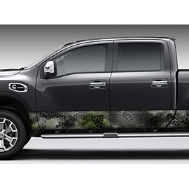 Camo Chameleon Skin Black and Green Rocker Panel Graphic Decal Wrap Kit for Truck SUV - 2 Sizes (8 inches x 22 feet, Matte)