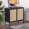 XIAO WEI Rattan Cabinet, Sideboard Cabinet with Hand-Woven Natural Rattan