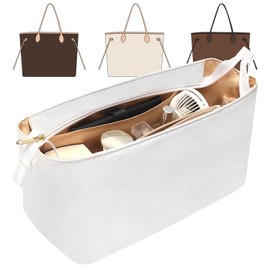 CRAZYSMITH Upgraded Tote Bag Organizer Insert Compatible with LV Neverfull GM, Lightweight Dupontpaper Purse Insert for Women Handbag with Zip and Pockets (White, GM)