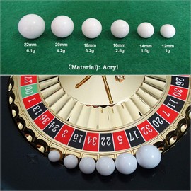 5 Pieces Russian Roulette Ball Casino Roulette Replacement Ball White Ball 12/14/16/18/20/22 mm Russian Roulette Ball