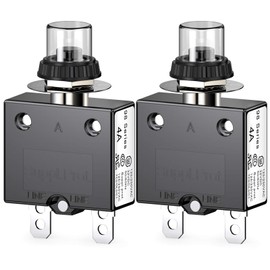 CLDIY Thermal Circuit Breaker 98 Series 4A 125/250VAC Push Button Reset for Circuit Breaker with Quick Connect Terminals and Waterproof Button Cover 32VDC Pack of 2