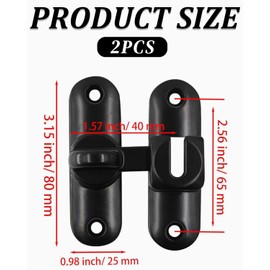 BPTRKOM 1 x Sliding Door Lock Door Bolt - for Sliding Doors 90/180 Degree Deadbolt Lock Vintage Door Lock for Kitchens, Bedrooms, Study, Bathrooms (Black)