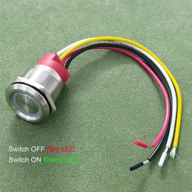 Gebildet Touch Switch DC 6V-36V/5A, Waterproof IP67 Latching Switch Touch Button, Green & Red LED, Suitable for 7/8 Inch 22 mm Mounting Hole