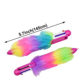 Maydahui Cute 6 Colors Ballpoint Pen, 0.02 inches (0.5 mm), 6 Pieces, Oil-based, Stylish, Rainbow, Fluffy, 6 in 1, Multi-functional, Easy to Sharp, Cute, Stationery, Office, Party Supplies, Gift