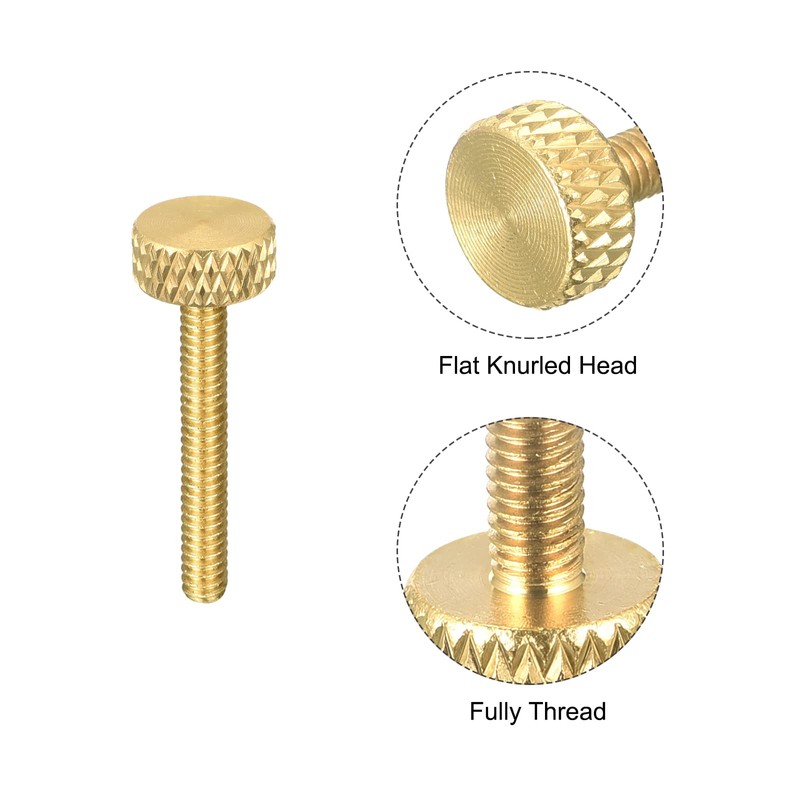 sourcing map Pack of 5 Brass Knurled Screws M3 x