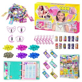Sticky Rolls Bracelet Kit with Collection Book, 1000 Mini Sticker Set, Wearable & Shareable Sticky Rolls, Kids Beading Set for Bracelet & Necklace Making, 1000+ Designs (8 x Pendant & 10x Drop)