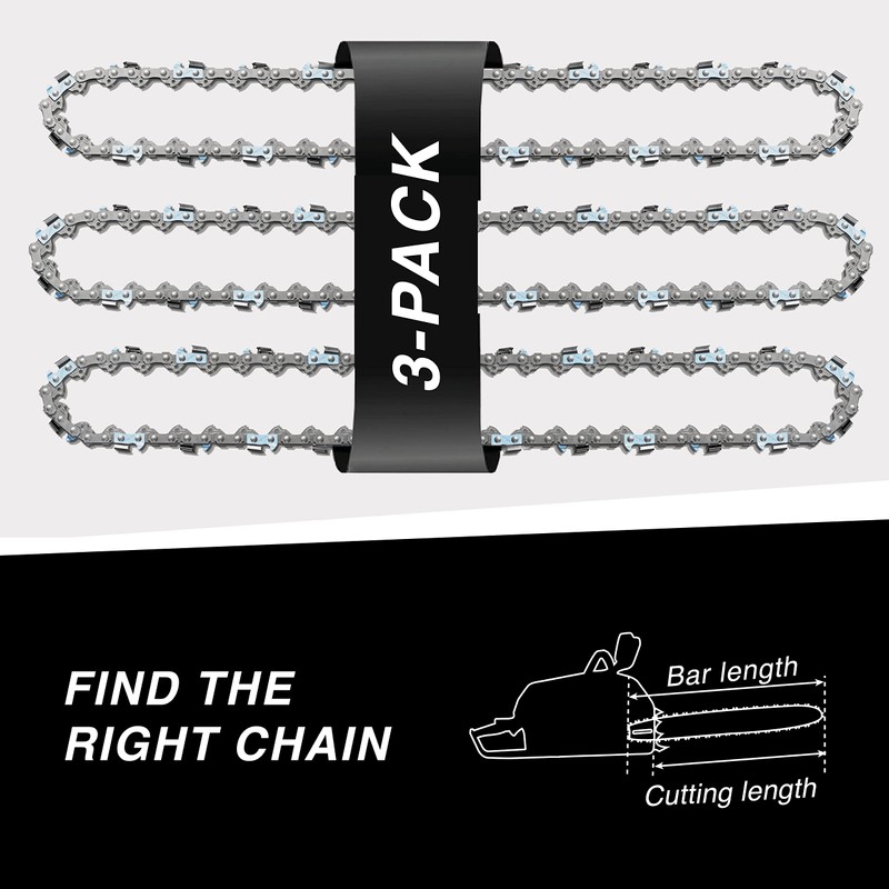 3 tallox Saw Chains 3/8" Pitch .050" 1.3 mm Gauge