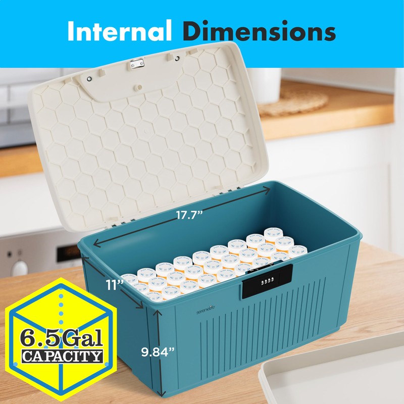 SereneLife Lockable Storage Container Bin – 8.5 Gallon Heavy-Duty Storage