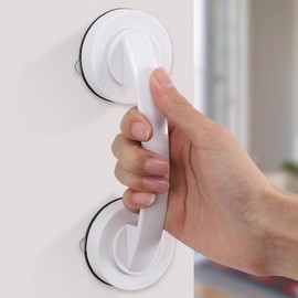AVIKURA 2 Pack Suction Cup Door Handle for Glass, Bathroom Door, Mirror, Cabinet, Strong Vacuum Removable Suction Cup Door Grab Bar, No Drilling, White