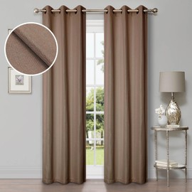 Superior Blackout Curtains, Room Darkening, Bedroom, Drapes, Kitchen, Living Room Window Accents, Sun Blocking, Thermal, 2 Pack, Linen Pattern Blackout Curtains, Set of 2, 42" x 84", Acorn