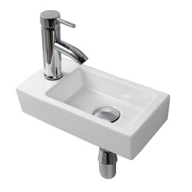 Wall Hung Basin Sink Small Cloakroom Basin Rectangle Ceramic Wash Basin Right Hand (Left Hand)