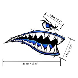 MOPHOEXII 4Pcs Shark Teeth Mouth Kayak Stickers，Kayak Decals Waterproof DIY Funny Graphics Accessories for Kayak Canoe Fishing Boat Car Truck Jet Ski Hobie Dagger Ocean Boat Decoration (Shark-G-4pcs)