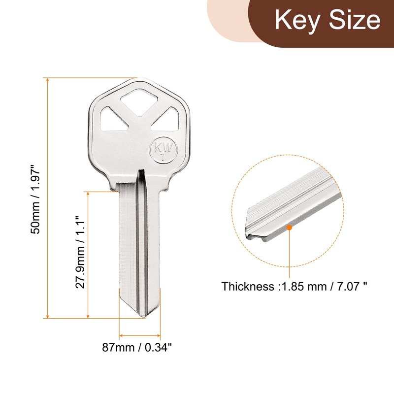 sourcing map 32pcs Key Blanks KW1 Brass Key Blanks Uncut