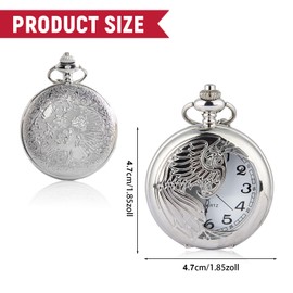 QttvbTna Classical Quartz Pocket Watch, Classical Sculptured Fob Pocket Watch, Numerals Antique Silver with Chain, Men Women Pocket Watches Pendant Gift for Birthday Anniversary Day Fathers Day