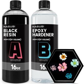 NASUBI 32OZ Black High Gloss Epoxy Resin - No Bubbles, No Odor for Craft, Coaster, Mold - Easy to Use Casting Resin and Hardener for Professional or Beginner