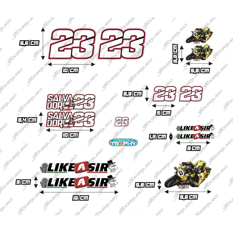 Sticker Set Luca Salvadori 23 Motorcycle Sticker Like a Sir