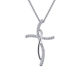 Lafonn Classic Sterling Silver Platinum Plated Lassire Simulated Diamond Necklace (0.24 CTTW)