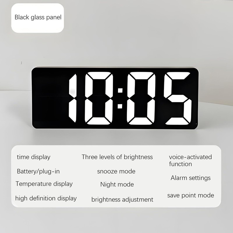 Alarm Clock,Digital Clock for Bedroom, Large LED Desktop Clock with