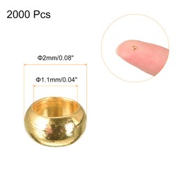 sourcing map Round Crimp Beads, 2 mm Crimp End Spacer Beads Tiny Stopper for Bracelet Jewellery Making DIY, Gold Tone Pack of 2000