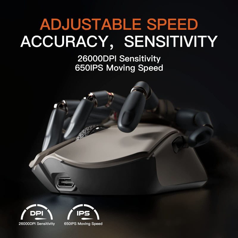 Darmoshark M3 Wireless Gaming Mouse,Tri-Mode 2.4G/USB-C/Bluetooth Mouse Up to 26000DPI,PAW3395