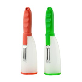 Vegetable Peelers with Catcher - Carrot/Potato/Cucumber Peeler with Container - Handle Fruit Peeler with Storage Box - Veggie Peelers for Kitchen, 2 Pcs