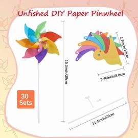 CRASPIRE 30 Sets Rainbow Pinwheels 15.3 Inch Colorful Pinwheels Wind Plastic Windmill for Party Decorations Outdoor Decor Lawn Yard Garden Patio Rainbow Windmill
