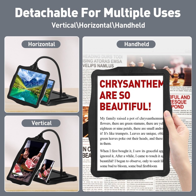 10X Rechargeable Magnifying Glass with Light and Stand, 50 LED