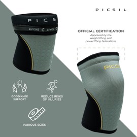 PICSIL 7/10mm Rigid Neoprene Knee Pads, 2 Knee Sleeves for Crosstraining, Powerlifting and Weightlifting, For All Types of Athletes, Unisex (Fern 7mm, L)