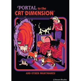 Ephemera, Inc Portal to the Cat Dimension Refrigerator Magnet, Whimsical, Fantastical, 1 Count, Black, Rectangular