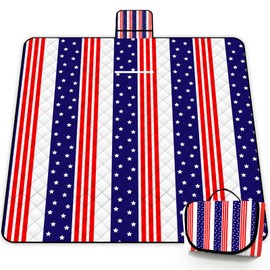 Poedist Extra Large Patriotic Picnic Blanket Waterproof,60"x 80"Foldable Machine Washable Beach Blanket,Outdoor Blanket for 6-8 Adults,Suitable for Indoor Crawling,Park Beach,Camping,Hiking,Travel