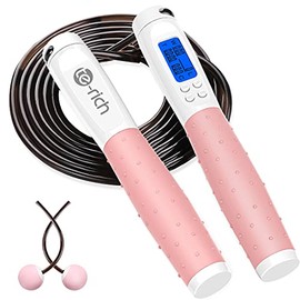 Te-Rich Jump Rope, Weighted Jump Rope for Fitness, Skipping Rope with Counter - Heavy Handles, Adjustable Length - Cordless Jumping Rope for Men Women Kids Fitness Exercise Training