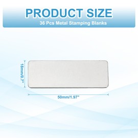 PATIKIL 36Pcs Metal Stamping Blanks, 1.97 x 0.7 Rectangle Stamping Tags Blanks Plate Stainless Steel Single Hole DIY Name Tags for Laser Engraving Stamping ID Tags, Silver