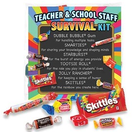 Teacher Appreciation & School Staff Survival Kits (12 per set) Fun Candy Treat Gift Kit Idea for Teacher Appreciation Week