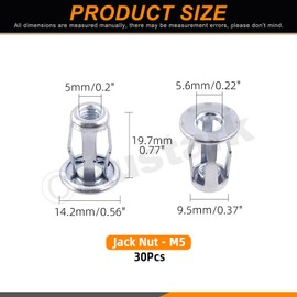 Rustark 30Pcs M5 Steel Jack Nuts Petal Nuts, Heavy Duty Zinc Plated Jacknut Threaded Insert Petal Nuts Expansion Jack Nuts Threaded Insert Nuts Rivnut Blind for Hollow Wall Iron Skin