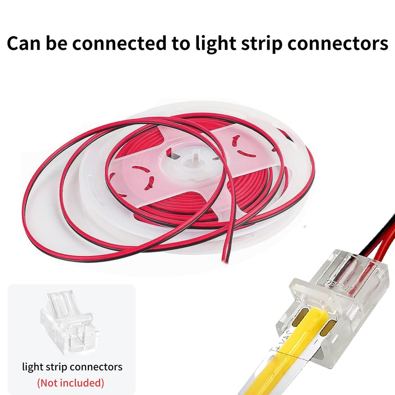 クリアヒル（Clearhill）20M 18AWG 電気ワイヤー、2ピン黒赤ワイヤーケーブル、延長ワイヤーケーブル、12V/24V DCケーブル、単色LEDストリップ用