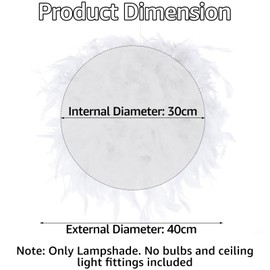 LOLYSIC White Feather Light Shade, 40cm Diameter Fluffy Lamp Shades for Ceiling Light, Table Lamp, Pendant Light, Floor Lampshade for Bedroom Living Room Hotel