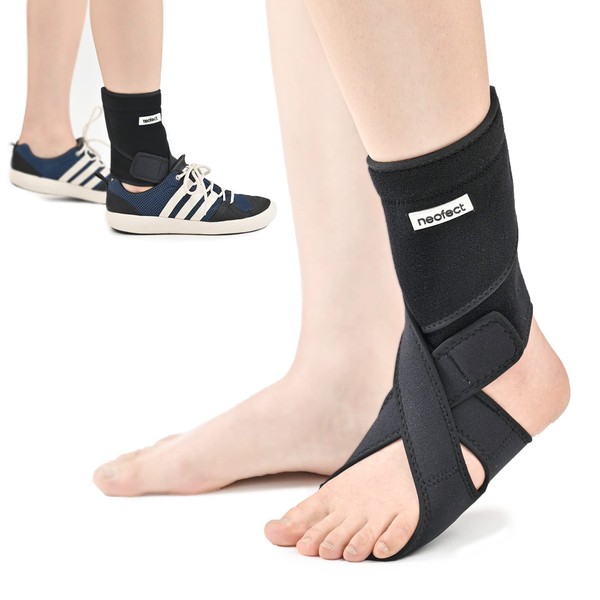 NEOFECT Drop Foot Brace Black Right AFO Ankle Brace for Walking, Stroke Recovery Equipment, Soft Night Splint for Foot Drop