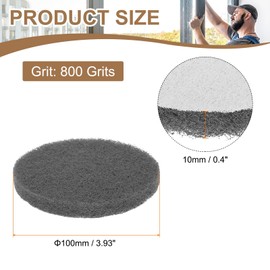 sourcing map 16pcs Scrubber Scouring Pads 800 Grits 4 Inch Drill Power Brush Hoop and Loop Surface Conditioning Disc Drill Scuffing Disc Scrub Pads for Home Kitchen Cleaning, Gray