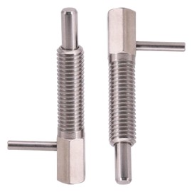 MerciL 2pcs Retractable Indexing Plunger Pin, M10 Stainless Steel Spring Pin Spring Loaded Latch Spring Plunger Safety Pin Spring Latch Telescopic Locking Pin Spring Lock with L Handle