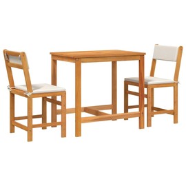 vidaXL Balcony Set with Cushions 3 Piece Outdoor Furniture - Solid Wood Acacia Bistro Set for Patio/Terrace/Garden