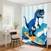 rzzlp Cute Dinosaur Surfing Ocean Shower Curtain,Dino Bathroom Shower Curtains