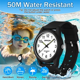 voso Kids Analog Watches for Boys Girls 50M Waterproof Kids Watches Learning Time Children Watch Easy to Read for Ages 3-12 Kids Birthday, Christmas Day, Children's Day Gifts (Black 2)