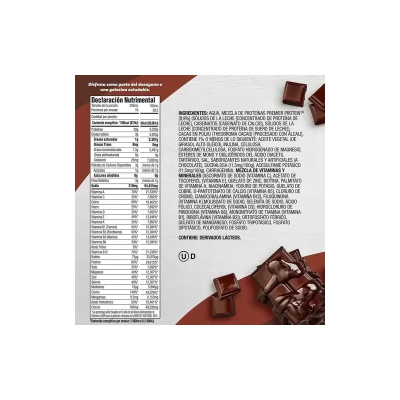 Malteada Con Proteína, Premier Protein, 18 Envases De 325 Ml