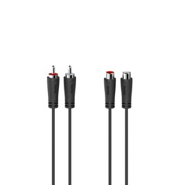 Hama 00205095 RCA Audio Connection Cable [2x RCA Male to 2x RCA Coupling] 5 m Black