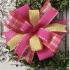 Handmade 10" Spring Wreath Bow, Easter Lantern Bow - Pink