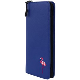 Golf Gloves Holder Case Bag Zipper Accessory Travel Organizer Caddie Flamingo Pattern Blue PU Leather