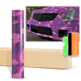 12"x60" (1FTx5FT) Camouflage Ape Purple Pattern Matte Vinyl Wrap Auto Car Sticker Decal Film Sheet Bubble Free Air Release Technology with Tool Kit
