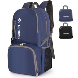 flintronic Ultra Lightweight Foldable Backpack, 24L Small Hiking Rucksack, Unisex Water Resistant Walking Backpack for Outdoor Sports, Hiking, Travelling, Walking, Camping (Dark Blue)