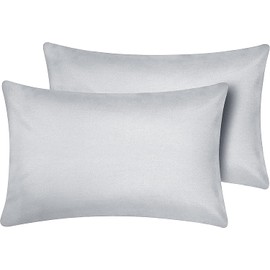 Hriksh Travel Pillow Case 12x18 Size Pack of 2 Pieces 100% Egyptian Cotton Zipper Closure 500 Thread Count Toddler Pillowcase Fits Up to 12x18, 12x16 or 11x15 Silver Grey