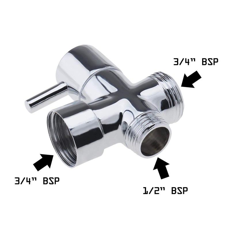 Brass Shower Diverter Valve Bathroom Valve Chrome Polished 3/4 1/2